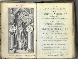 Image of title page and frontispiece. The Frontispiece shows an allegorical image of America trampling a dog like creature with emblems of George Washington and Benjamin Franklin.