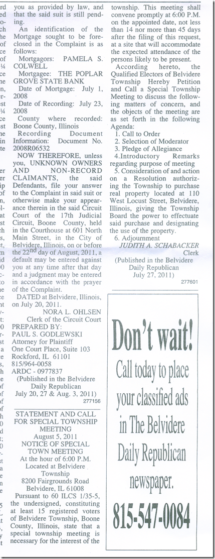 Township Legal Notice