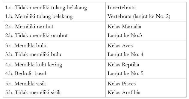 Contoh Kunci determinasi format tabel