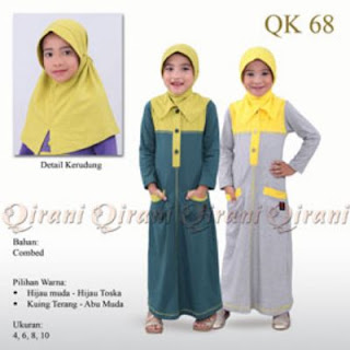 baju gamis anak qirani kuning