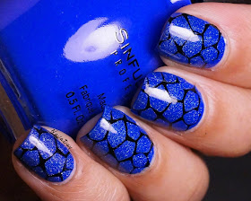 NailaDay: Sparkly Sinful Colors Endless Blue with "Giraffe" Stamping