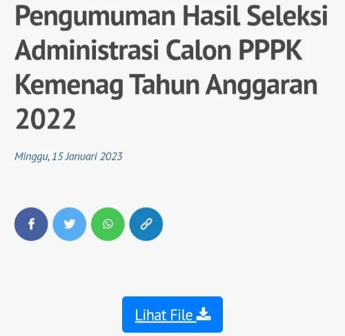 75.083 Peserta Lolos Seleksi Administrasi Calon PPPK Kemenag Tahun Anggaran 2022, Klik Linknya di Sini