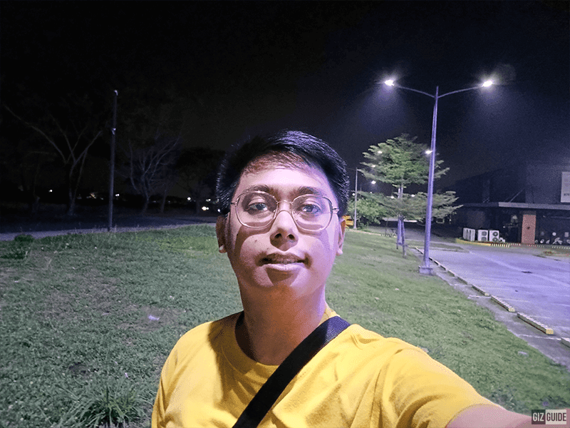 A selfie at low light scene