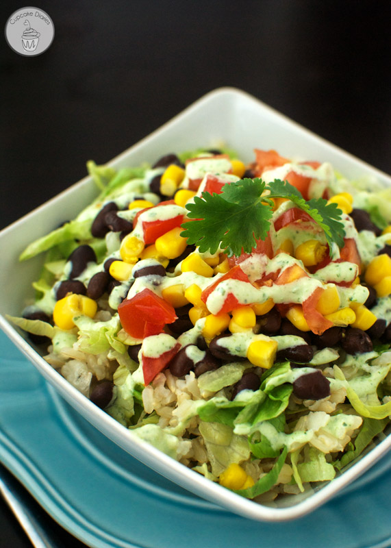  Burrito Bowls with Light Tomatillo Ranch Dressing #EatHealthy16