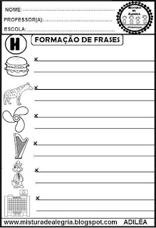 Atividades educativas para alfabetização,formação de frases