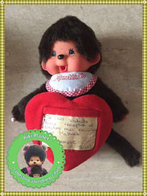 restos bébé du coeur Coluche monchhichi un ami pour la vie kiki coeur rose rouge bavoir aucun Noel 2014 rare