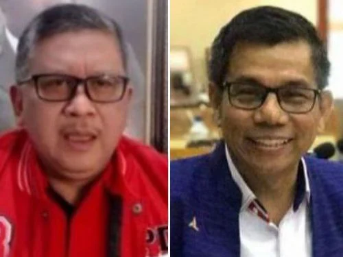 Kolase Foto Sekjen PDIP Hasto Kristiyanto dan Ketua Dewan Kehormatan Partai Demokrat, Hinca Pandjaitan.