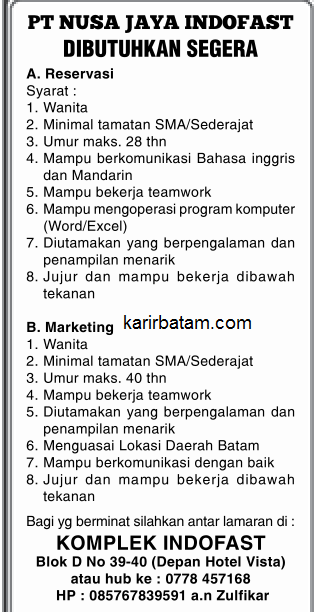 Lowongan Kerja PT. Nusa jaya Indofast