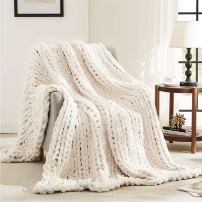 Handmade Thick Cable Knit Crochet Blanket