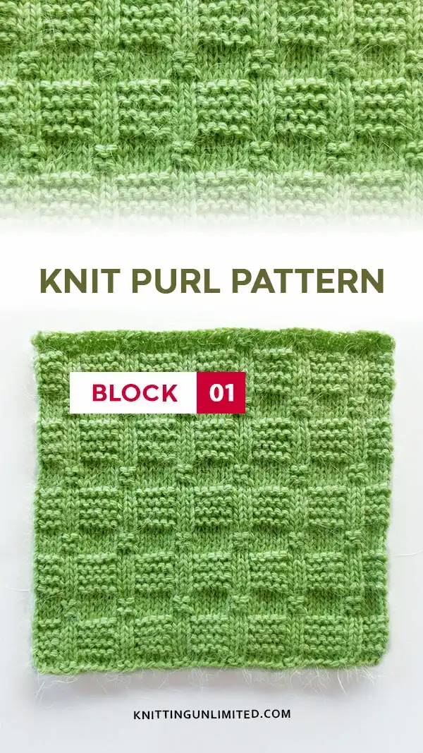 Garter Block square pattern. SKILL LEVEL: Easy. Quick and fun to work up!