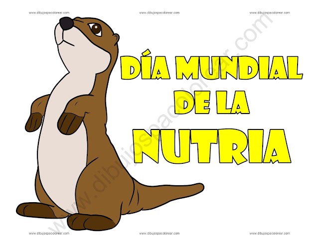 Día Mundial de la Nutria dibujo a color y para colorear