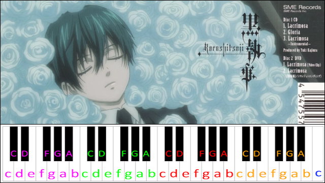 Lacrimosa (Black Butler Ending 1) Piano / Keyboard Easy Letter Notes for Beginners
