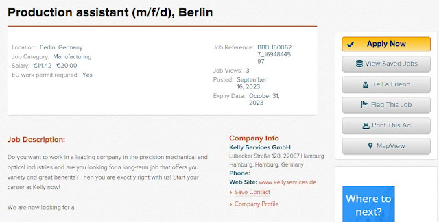 Germany Jobs for Production assistant, Office Manager & others
