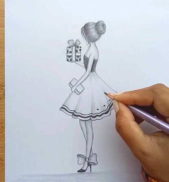 رسم فتاة جميلة بالرصاص