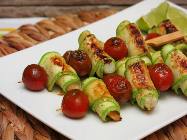 BROCHETAS DE CALABACÍN Y LANGOSTINOS