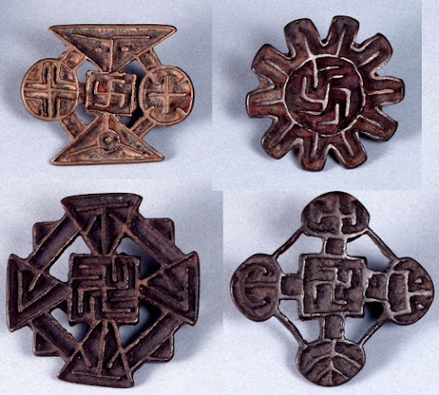 4 Nestorian Christian bronze artifacts with swastikas.