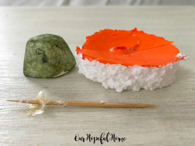 styrofoam pumpkin cut out lid stem toothpick