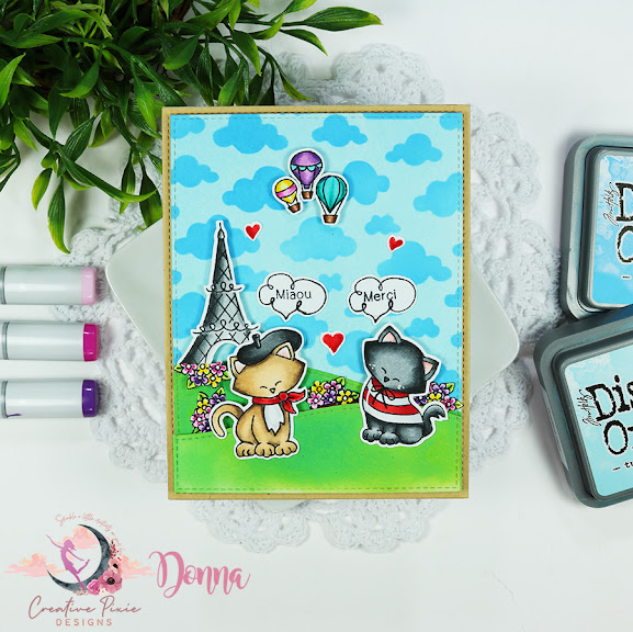 Merci by Donna Newton Dreams of Paris and Cloudy Sky by Newton's Nook Designs; #inkypaws, #newtonsnook, #cardmaking