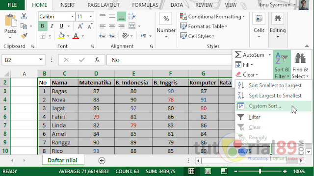 Cara cepat mengurutkan nama sesuai abjad di excel