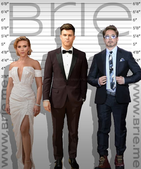 Colin Jost height comparison with Scarlett Johansson and Robert Downey Jr.