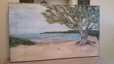 tree beach scene California painting