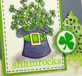 SRM Stickers Blog - St. Patrick's Day Card by Michelle - #st pats #card #stamping #copics #ranger #diistress #doilies #stickers