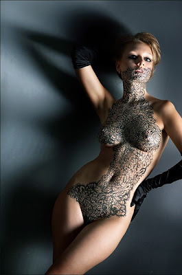 Woman In New Abstract Design For Body Art Painting