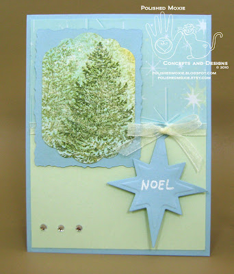 Picture of handmade Green Snowy Trees Christmas Card