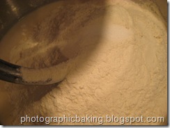 The dry ingredients get mixed in