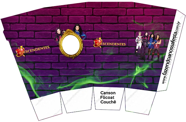 Descendants Party Free Printable Pop Corn Box.