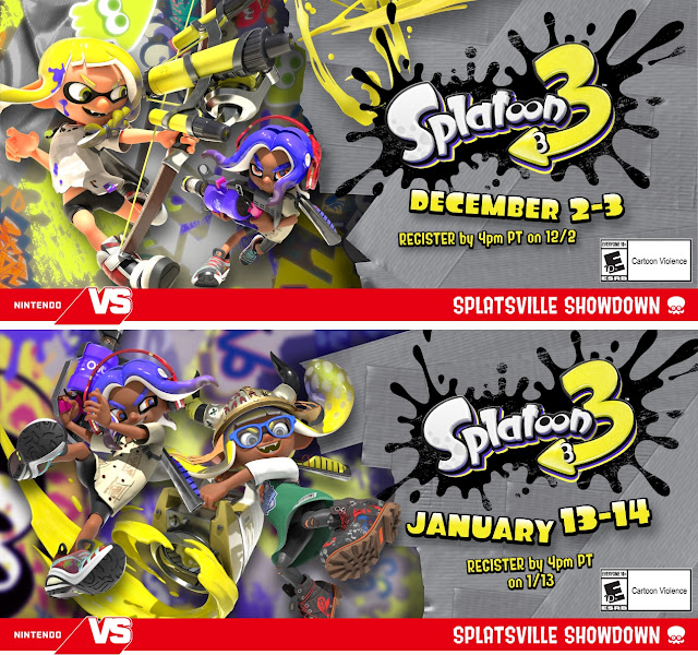 NintendoVS Splatoon 3 Splatsville Showdown 2022 2023 key art banner December January