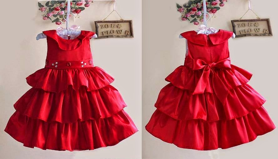 baju anak perempuan korea murah dress warna merah