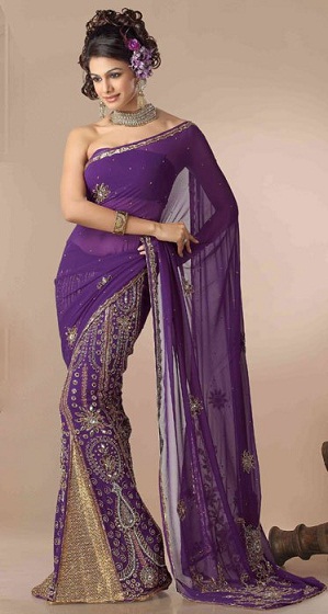 Designer Purple Saree Online