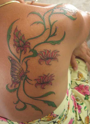flower with butterfly tattoo designs