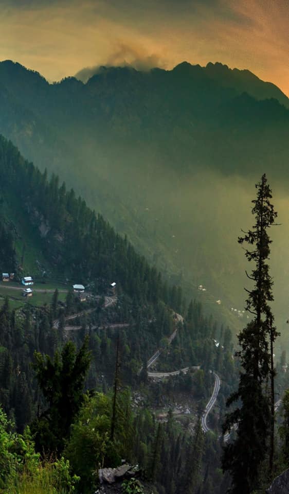view of leswa valley and road from leswa Gali top. Leswa Bypass road Neelum valley