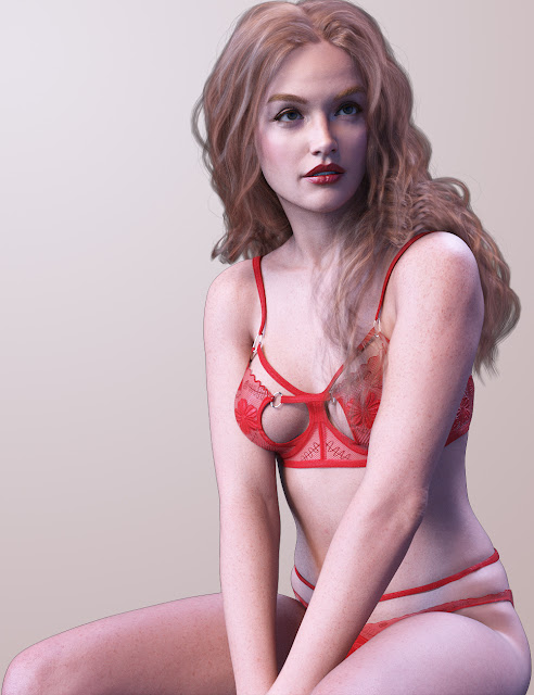 Elevate Your 3D Artistry with X-Fashion Heart Lace Lingerie for Genesis 9 in Daz Studio