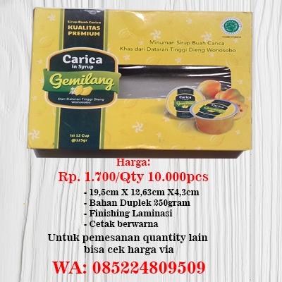 cetak dus minuman carica besar