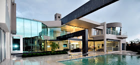 Modern home, terrace and swimming pool 