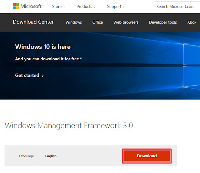 Download Microsoft Windows Management Framework 3.0.