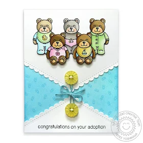 Sunny Studio Stamps: Fishtail Banners II & Baby Bear Adoption Card by Mendi Yoshikawa