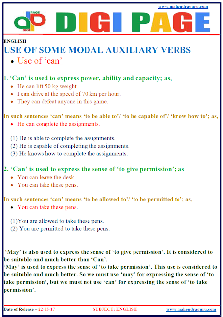 DP | MODAL AUXILIARY VERBS | 22 - MAY - 17 | IMPORTANT FOR SBI PO 