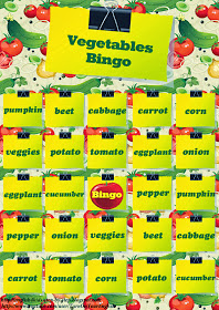 vegetables bingo game for teaching esl