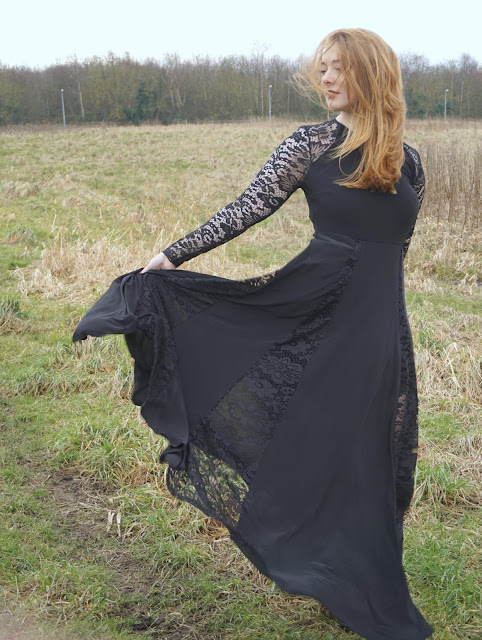 simply be black lace maxi dress