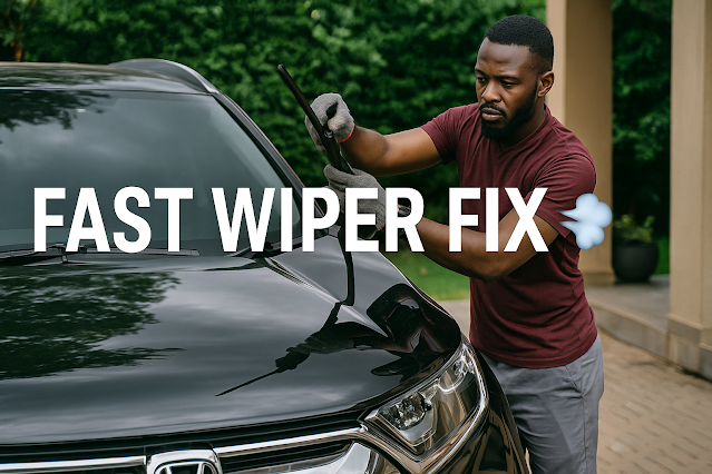Young African mechanic replacing wiper blades