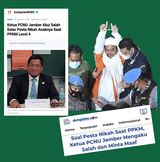 Jember KH Abdullah Syamsul Arifin alias Gus Aab berencana menyampaikan permintaan maaf ak Netizen Bandingkan Kasus HRS dengan Ketua PCNU Jember Yang Cukup Minta Maaf Gelar Pesta Nikah Anaknya Saat PPKM Level 4