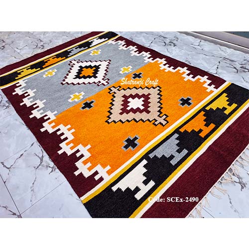 Comfy Shatranji Floor Carpet (4x6 feet) for bedroom, living room, kids room, dining room শতরঞ্জি SCEx-2490