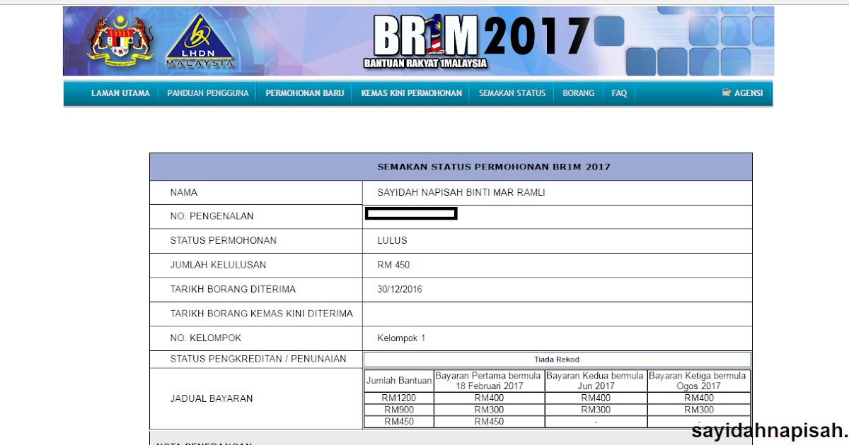 Semakan Brim Bayaran Ketiga - Contoh Wumoe