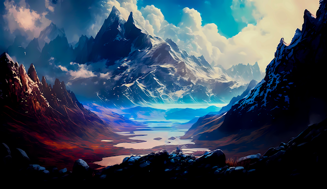 MidJourney Ai Generated Mountain Landscape Wallpaper 4