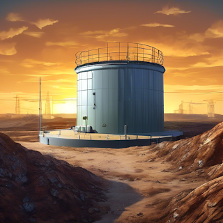 Scientific illustration of a radioactive waste storage facility